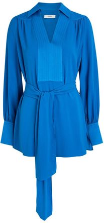 Joseph Bou Belted Crepe Blouse - Blue - 44 (UK16 / XL)
