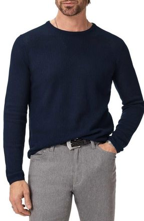 John Varvatos Montclair Mesh Stitch Organic Cotton Blend Sweater in Deep Blue at Nordstrom, Size X-Large