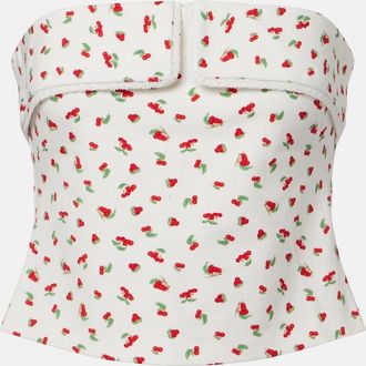 Poss&eacute; Ebony printed strapless cotton-blend top