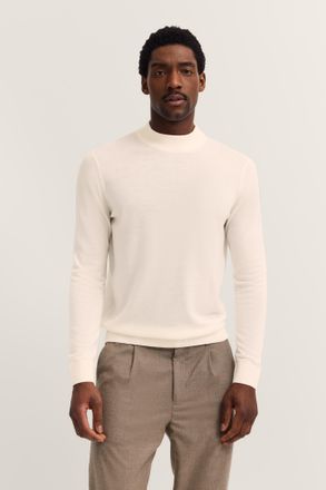 Bugatti Rollkragenpullover BUGATTI Regular Fit, Herren, Gr. XL, beige (20, ecru), Strick, 90% Wolle, 10% Seide, unifarben, regular fit, ohne Ausschnitt, Rippb