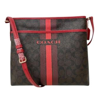 Coach Pre-owned Cross Body Bags, female, Brown, Size: ONE SIZE Pre-owned Signature Varsity Stripe Shoulder Bag