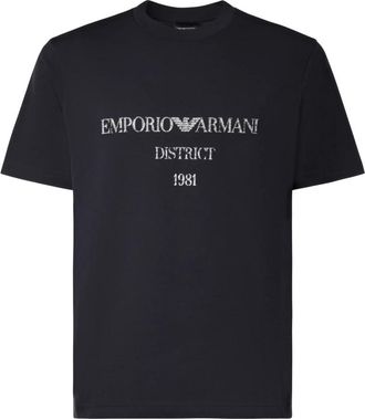 Emporio Armani Katoenen T-shirt met logo - Heren - Tops - Blauw - Maat: XL Katoen