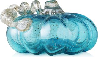 Glitzhome Fall Multi-Style Small Glass Pumpkins in Glitter Blue at Nordstrom, Size Medium