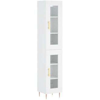vidaXL Aparador Alto Madera Contrachapada Blanco 34,5x34x180 Cm Vidaxl