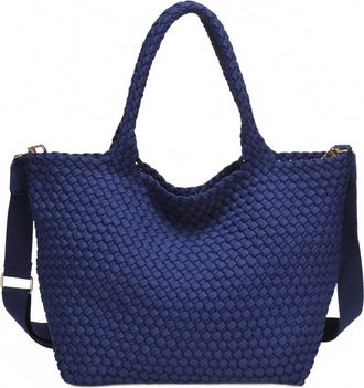 Sol and Selene Womens Skys The Limit Medium Laced Up Eco-Edition Tote Bag In Navy