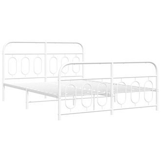 Berkfield Home Metal Bed Frame without Mattress with Footboard White 150x200cm | Size: 150x200 cm