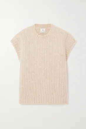 Anine Bing Adam Ribbed-knit Vest - Cream - x small,small,medium,large