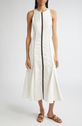 Reiss Inaya Contrast Stitch Sleeveless Maxi Dress in Ivory/Black at Nordstrom Rack, Size 0 Us / 4 Uk