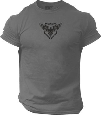 Generic Military Eagle T Shirt Gym Clothing Bodybuilding Training Workout Exercise Fitness Boxing MMA Tee Top (UK, Alpha, 3XL, Regular, Regular, Charcoal Blac
