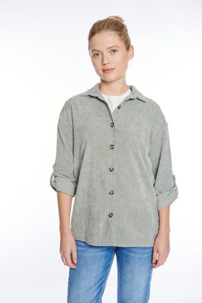 Hailys Longbluse HAILYS LS P BL Ro44bina, Damen, Gr. XL, lkhaki, Cord, Obermaterial: 100% Polyacryl, unifarben, Po-bedeckend, Krempel&auml;rmel, Blusen Longbluse