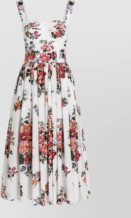 Dolce & Gabbana floral-print cotton bustier midi dress