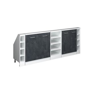 Vicco Armario De Cocina Para Techo Inclinado R-line, Hormig&oacute;n Negro/blanco, 210 Cm Lote De 5, Vicco