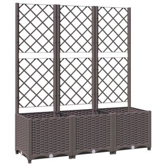 Berkfield Home Garden Planter with Trellis Brown 120x40x136 cm PP | Size: 120 x 40 x 136 cm