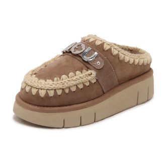 Mou Mules, female, Beige, Size: 10 US Bounce Clog Metal Logo