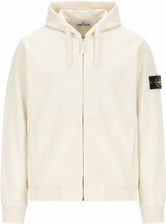 Stone Island Full Zip Hoodie - Heren - Vesten met rits - Wit - S - Katoen - Hoodies & sweatvesten