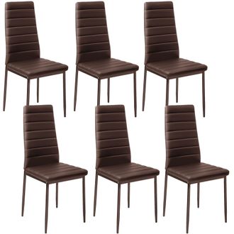 TecTake Dining Chairs Thomas Set Of 6 - Cappuccino in Brown | Size: 6 Pack