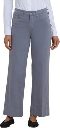 NYDJ Teresa Jeans Womens Shadow Blue Denim Mid Rise Wide Leg Ankle GBO3877