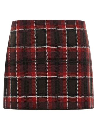 Guest In Residence Tartan Check Wool-Cashmere Skirt - Red