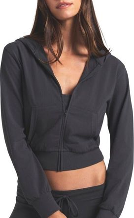 SKIMS Cotton Jersey Zip-Up Hoodie in Soot at Nordstrom, Size Xx-Small