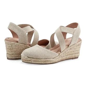 Easy Spirit Womens Easy Spirit Meza 7 Sandal Gray Wedge Heel Espadrille HTAT538