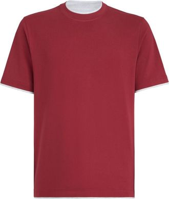 Brunello Cucinelli Red Solid T-Shirt