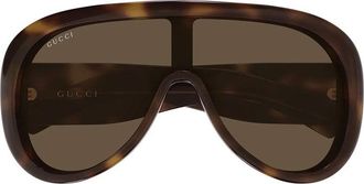 Gucci GG2164S002 Oversized Shield Sunglasses - Brown