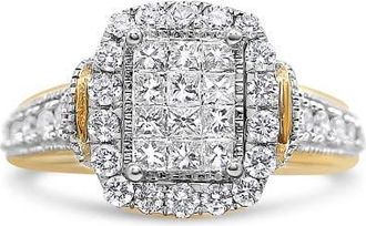 House of Brilliance 14K Yellow and White Gold 1.00 Cttw Diamond Cluster Ring at Nordstrom, Size 8