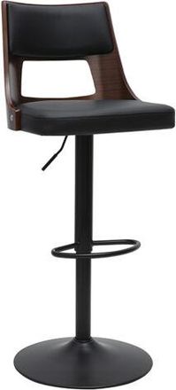 Miliboo Taburete De Bar Ajustable Vintage Giratorio 360&deg; Negro Y Madera Oscura Garbo