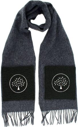Mulberry Grey Tassel Scarf with Army Green Fleece Pocket Detail