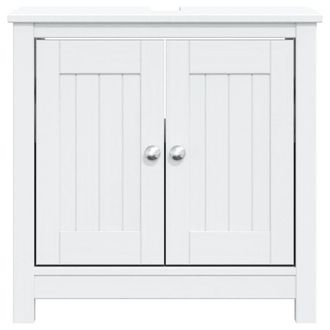 Berkfield Home Beautiful Bathroom Sink Cabinet BERG White 60x34x59 cm Solid Wood Pine | Size: 60 x 34 x 59 cm