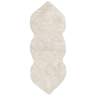 Beliani Alfombrilla De Ba&ntilde;o Moderna De Algod&oacute;n Forma Irregular 150 X 60 Cm Patr&oacute;n Decorativo Accesorios De Ba&ntilde;o Beige Canbar