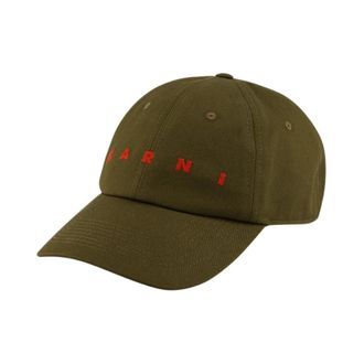 Marni Cotton Logo Baseball Cap - Heren - Petten - Groen - M - Katoen - Accessoires
