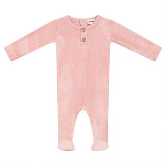 Mocha Back Snap Ribbed Velour Stretchie in Pink at Nordstrom, Size 3M