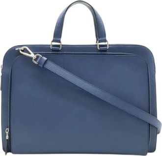 Prada Pre-owned Handbags, female, Blue, Size: ONE SIZE Pre-owned Saffiano 2way briefcase