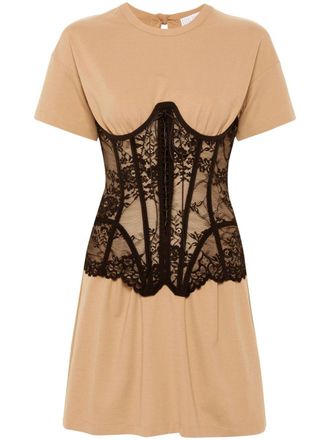 Giuseppe Di Morabito corset-detail T-shirt dress - Neutrals