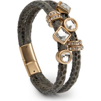 Saachi Charm Faux Leather Double Strand Bracelet in Grey at Nordstrom Rack