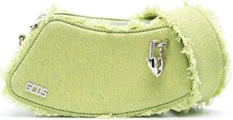 GCDS Comma curved denim shoulder bag - women - Calf Leather/Cotton/Viscose - One Size - Green