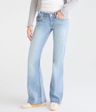 A&eacute;ropostale Super Low-Rise Flare Rhinestone Stitch Jean