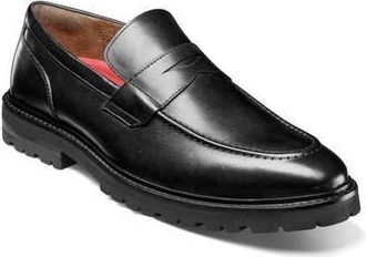 Stacy Adams Hazleton Apron Toe Lugged Penny Loafer in Black at Nordstrom Rack, Size 10.5