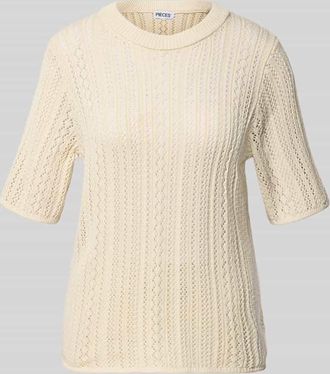 Pieces Regular Fit Strick-Shirt aus reiner Baumwolle Modell NUKA in Beige, Gr&ouml;&szlig;e XL