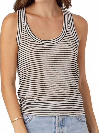 Sundays Stripe Linen Danny Tank Top In Mono Luxe Stripe