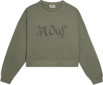 Freddy Felpa Cropped con stampa FLOW e borchie