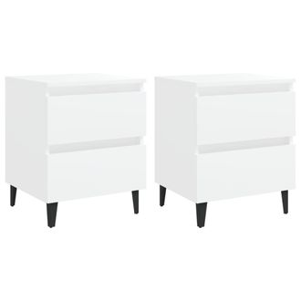 vidaXL Vidaxl - Mesitas De Noche 2 Uds Madera Contrachapada Blanco 40x35x50 Cm