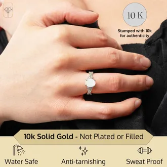 MAX + STONE Solid 10k Yellow or White Gold Gemstone Oval Cut Birthstone Ring