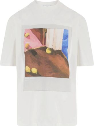 Jil Sander Camiseta de Algod&oacute;n Estampada - Tops - Mujer - Blanco - S