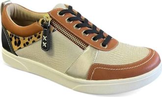 Revere Comfort Shoes Womens Longbeach Orthotic-Friendly Sneakers In Cognac Multi