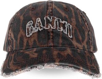Ganni Cappellino Ocelot Leopard - - Accessories - Donna - Marrone - ONE SIZE