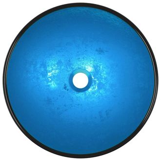 Berkfield Home Modern Basin Tempered Glass 42x14 cm Blue