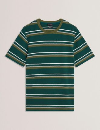 Ted Baker Mens Striped Textured Crew Neck T-Shirt