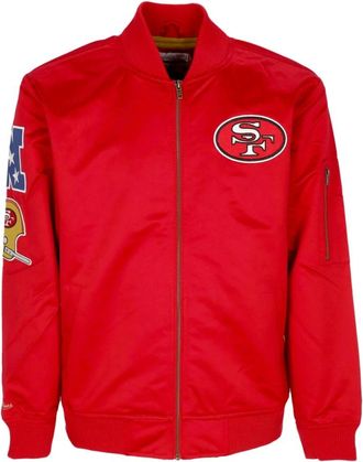 Mitchell & Ness Lightweight Satin Bomber - Heren - Zomerjassen - Rood - M - Katoen - Jassen